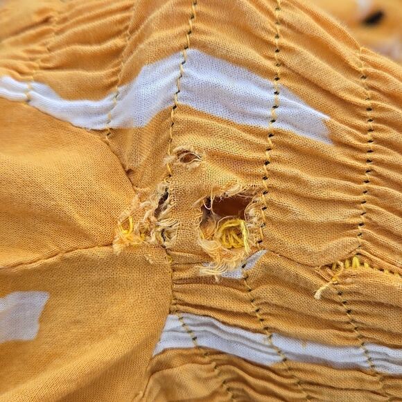 Busayo Shola Smocked Puff Sleeve Midi Dress in Mustard NWOT - Picture 7 of 7